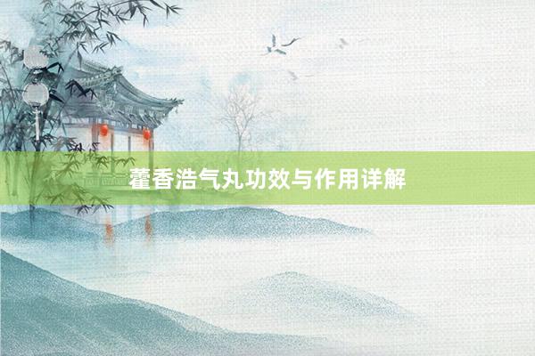 藿香浩气丸功效与作用详解
